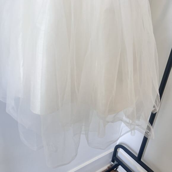 Elegant David's Bridal Flower Girl Corded Lace & Tulle Dress White girls sz 3 - Picture 3 of 8